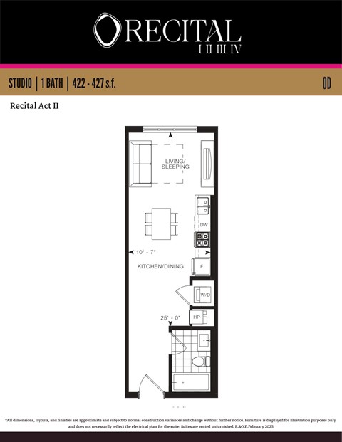 A floor plan for a studio apartment by Orecital.